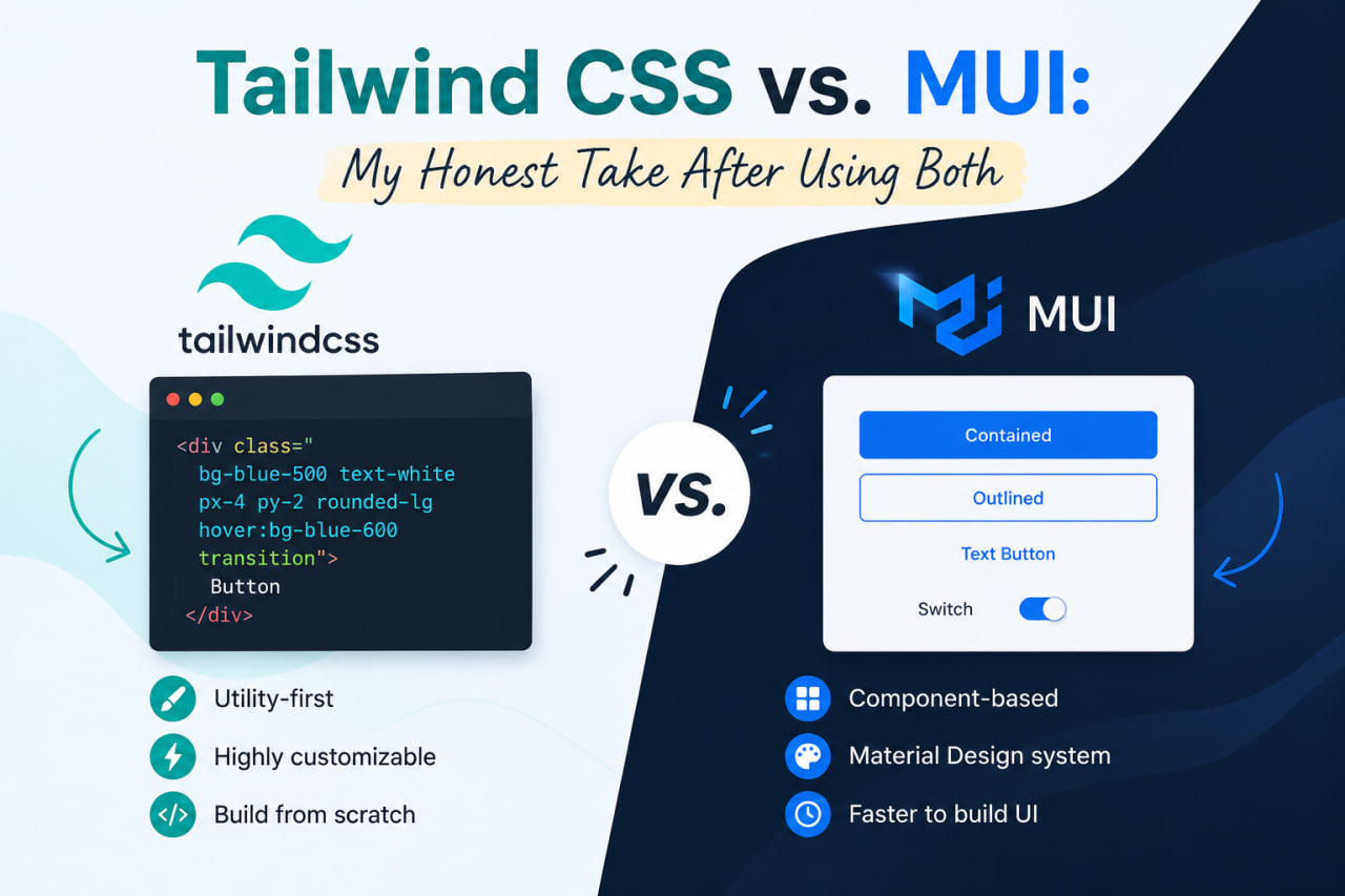 Tailwind CSS and Material UI logos side by side
